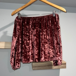 Hollister‎ velvet satin shimmery red shirt